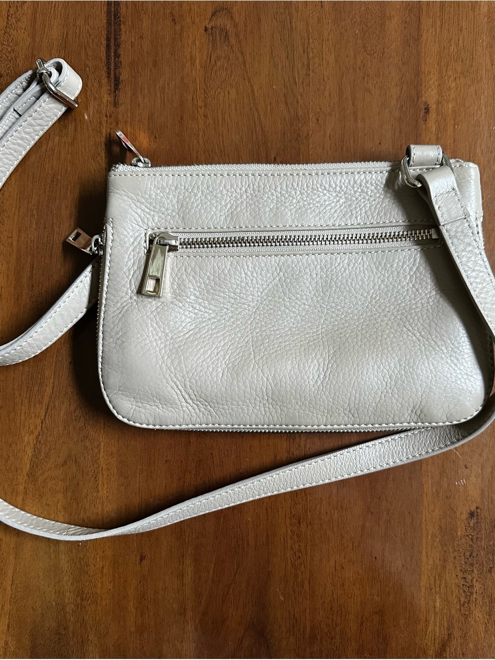 Classic Beige Leather Crossbody Bag - Minimalist Women's Purse